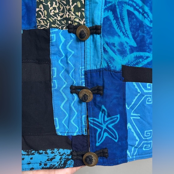 NEW Vintage Kosi Bali 90s Patchwork Blue Quilted Jacket Handmade Women’s M/L - Picture 9 of 11